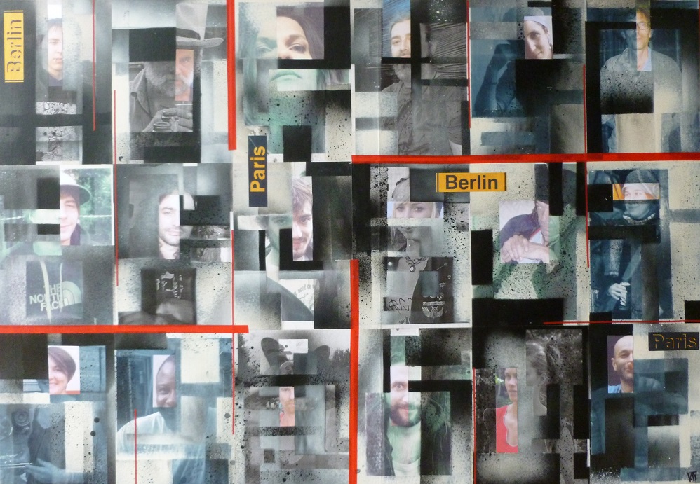 Clandestins 2011 collage sur carton 120 x 100cm
